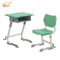 Bureau d'école individuel robuste et durable pour une personne, taille standard, facile à nettoyer