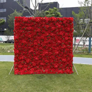 מכירה לוהטת אדום מסיבת קישוטי אספקת מלאכותי עלה רקע פרח קיר רקע אירוע חתונת דקור