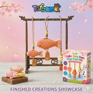 ชุดทำปลาทองนำโชคจากดินเหนียว TOFOAM เป็นมิตรกับสิ่งแวดล้อม เหมาะสำหรับผู้เริ่มต้น ชุดงานฝีมือ DIY ของขวัญแฮนด์เมด ชุดเครื่องประดับแขวนเสริมสิริมงคล - Product Image 5
