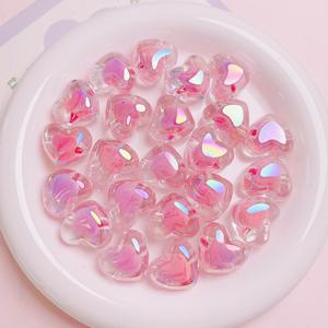 Cuentas acrílicas en forma de corazón recubiertas de UV de alta calidad para cadenas de teléfonos móviles DIY accesorios de joyería Material hecho a mano - Product Image 3