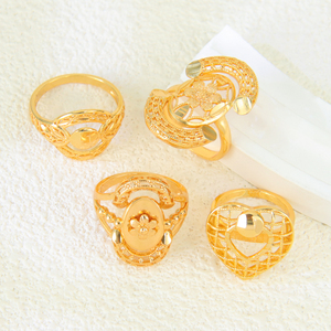 Middle Eastern Fashion Gold Jewelry Rings Vintage 21k Gold Plated Saudi Luxurious Ring for Women Daily - Product Image 6