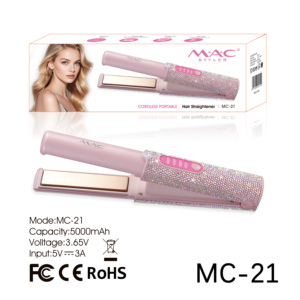 Plancha de Pelo Portátil Recargable por USB <span class=keywords><strong>MAC</strong></span> <span class=keywords><strong>Mini</strong></span> Bling, Rizador de Pelo, Plancha Profesional Inalámbrica para Viajes - Product Image 4