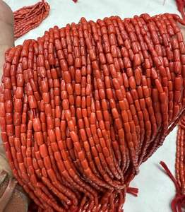 ลูกปัดพลอยปะการังธรรมชาติสีเลือดวัวแดงรูปทรงข้าวลูกปัดปะการังจากอิตาลีทำด้วยมือสินค้าจำนวนมาก - Product Image 3