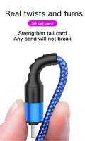 Cable trenzado de nailon con logotipo personalizado de calidad de fábrica, cable largo de 1M, 2M, 3M, carga rápida 3A para iPhone 6 7 11 12 13, Ordenador de cobre puro