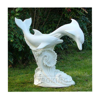 Fournisseur de pierres de jardin, statues de dauphins en marbre sculptées à la main, modernes et durables, sculptures d'animaux pour une utilisation en intérieur dans les villas