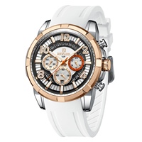Reloj de cuarzo REWARD para hombre, relojes de banda de goma de aleación a la moda para uso diario, esfera 3D, calendario, reloj de tiempo resistente al agua