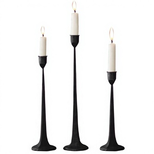 Tabletop candle stand <b>Black</b> Tapered <b>Candlestick</b> <b>Holder</b> Set of 3 for Home Decoration - Product Image 1