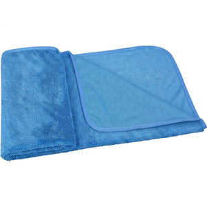 Serviette de lavage auto en microfibre à boucles torsadées, séchage rapide, super absorbante, sans peluchage, sans décoloration, avec logo personnalisé, bleue, 800gsm 850gsm 900gsm - Product Image 1