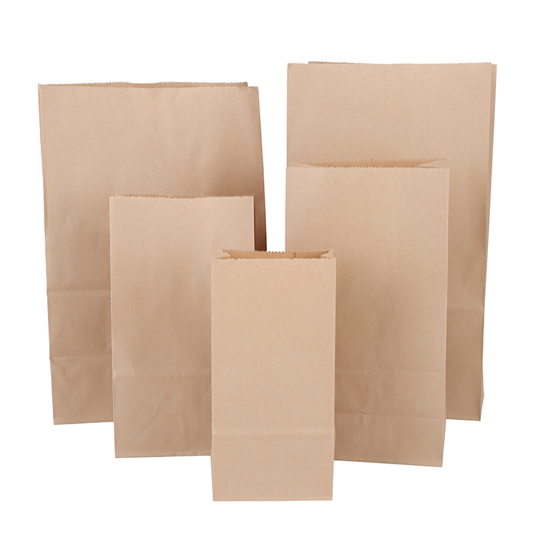 Custom food grade kraft paper bag recycled brown paper bag with logo printed kraft paper bagPopular