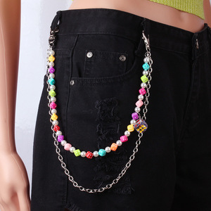 Cadena de cintura de doble capa de acrílico y metal estilo punk hip hop casual unisex YueliButterfly - Product Image 3