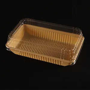 חד פעמי פלסטיק מזון מיכל ממוחזרים PET שקוף כיסוי לחם עוגת מגש עם מכסה