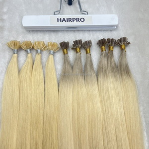 Última Venta Caliente Leshine Suelto Pelo <span class=keywords><strong>de</strong></span> Onda Profunda <span class=keywords><strong>Europa</strong></span> Cutícula Alineada <span class=keywords><strong>Punta</strong></span> en U Doble Dibujado Ruso Pre-Bonded Cabello Sin Procesar - Product Image 1