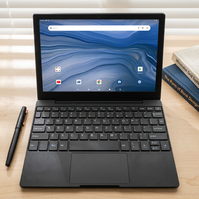 10.1 Inch Android Laptop Back PC Allwinner A133 2GB RAM 64GB Storage Quad Core IPS Panel English Keyboard Intel Wireless
