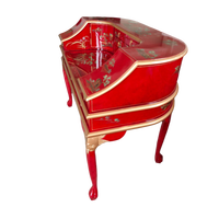 Table de toilette orientale antique pour salon |   Coiffeuse en bois artisanale avec panneau décoratif et rangement à tiroirs, miroir de maquillage inclus