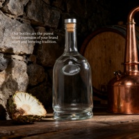 Bouteille en verre de flint ovale à fond épais de 750 ml avec logo personnalisé de luxe, avec impression sérigraphique pour gin, rhum, vodka