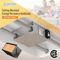 Ventilateur de plafond ERV EC à économie d'énergie contemporain 220-240V, air frais confortable, bonne performance d'étanchéité pour les hôpitaux, les gymnases