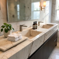 OEM/ODM, qualité supérieure, pierre naturelle, marbre Sofitel Gold, comptoir en marbre beige, meuble-lavabo en marbre pour décoration de salle de bain haut de gamme