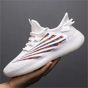 2020 new popcorn men's shoes high elastic flying woven breathable casual sports shoes men