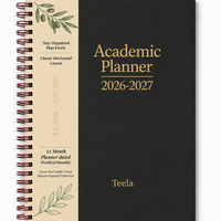 Carnet de planification académique personnalisé à spirale avec logo doré personnalisé, motif arbre de croissance, couverture en tissu/PP, cadeau pour étudiants