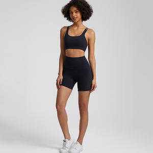 Offre Spéciale bretelles croisées soutien-gorge de sport femmes taille haute hanche ascenseur pêche shorts sports de plein air sensation nue yoga shorts ensemble - Product Image 5