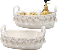 Macramé Design blanc tissé coton corde panier de rangement pour salon chambre salle de bain chambre d'enfant cuisine