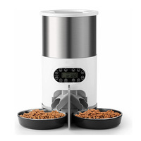 Distributeur automatique intelligent double bol pour chats et chiens, portable 2-en-1 avec bouteille en acier inoxydable et distribution de nourriture programmée