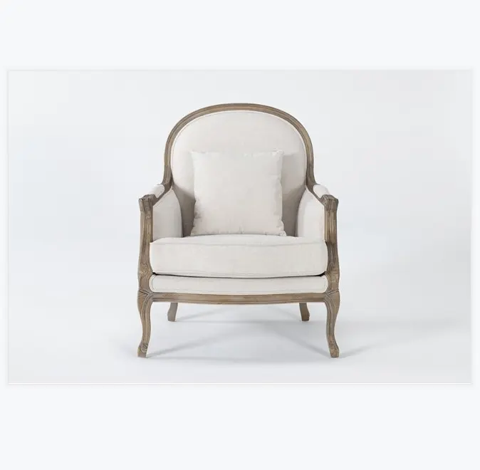 Antiguo vintage de madera francés Provincial chaise lounge sillón para sala de estar con precio directo de fábrica