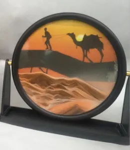 Décoration de maison personnalisée verre artisanat sablier Art fluide mouvement réversible désert Camel paysage sable Art photo