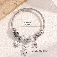 Bracelet Femme JOMTY Ours Cœur Nœud en Alliage de Zinc Plaqué Argent avec Strass en Cristal – Certifié IGI, Bijou de Soirée, Luxe Léger