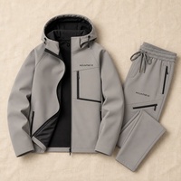 Ensemble de vêtements de sport d'extérieur unisexe, veste à capuche zippée imperméable et respirante, pantalon à cordon de serrage, design personnalisé d'usine OEM