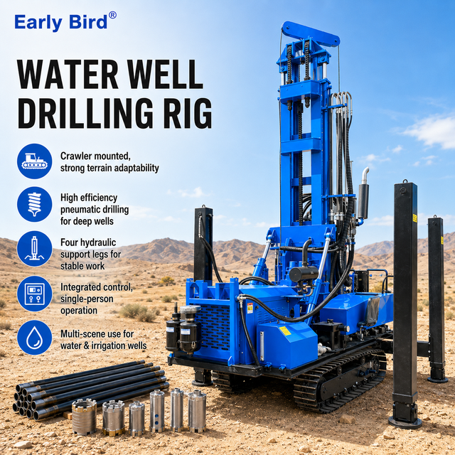 OEM Available Heavy Crawler Water Well Drilling Rig Hydraulic DTH Drilling Equipment for Community Agricultural Water Wells