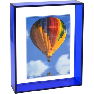 Cadre photo en acrylique laser effet arc-en-ciel, boîte à ombre flottante néon pour montage mural ou sur table, décoratif pour galerie, maison, bureau, transparent - Product Image 2