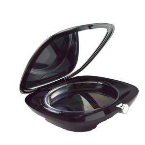 Glossy Black Round Shape Single 63mm Pan <strong>Powder</strong> <strong>Compact</strong> With Bounce Button Closure - Product Image 3
