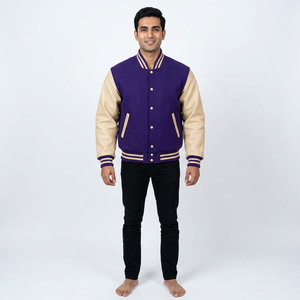 Direct Manufacturer's <b>High</b> Quality Men's Winter Varsity Jacket <b>Leather</b> Sleeves New Arrival CollegeBaseballjacket for men - Product Image 1