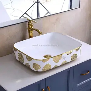Bathroom Big Size Ceramic Square design pedestal European style sinks basin Washbasin