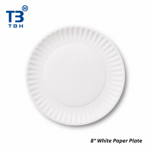 Plato de Papel Blanco Resistente de 8 Pulgadas, Desechable, Redondo, para Banquetes, Restaurantes, Cantinas, Servicio de Catering, Compatible con OEM y ODM - Product Image 1