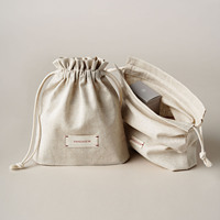 Sac à cordon en coton et lin de luxe avec logo personnalisé PandaSew pour parfum, soins de la peau, soins personnels, emballage cadeau, pochette à bijoux
