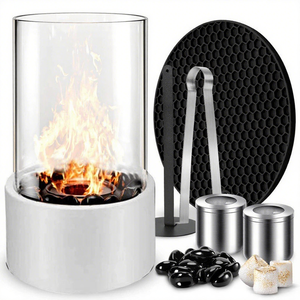 Nouveau design Mini foyer de table en métal pour patio, brasseur à alcool pour bureau, décoré de galets - Product Image 6
