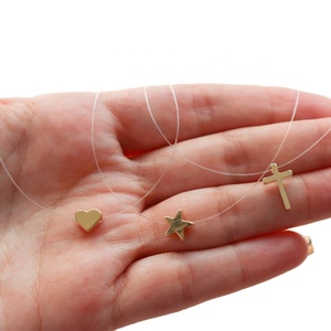 Gargantilla de estrella transparente flotante, hilo de pescar Unisex, collar Invisible de ilusión de corazón - Product Image 1