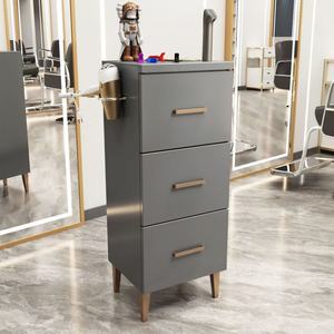 Wholesale Salon Furniture Equipment White Wood Salon Barber <b>Trolley</b> Cabinet for Hair Salon With Drawers - Product Image 4