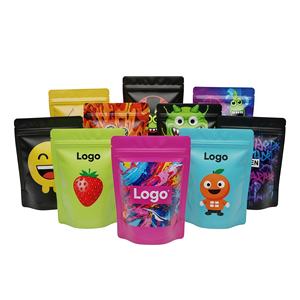 3.5g Custom Smell Proof Black Mylar <b>Bags</b> Resealable <b>Zipper</b> Stand up Pouch for Candy Gummies Powder <b>Storage</b> OEM - Product Image 1