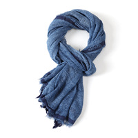 Écharpe en coton et lin pour femme, faite à la main, design artistique rétro, 20260, châle long uni automne-hiver, transfrontalier