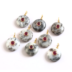 Beautiful Dendrite Opal Round Inlay Pendant Opal Gemstone Pendant Jewelry <b>Charms</b> 925 <b>Sterling</b> <b>Silver</b> Bezel Setting Pendants Bulk - Product Image 4