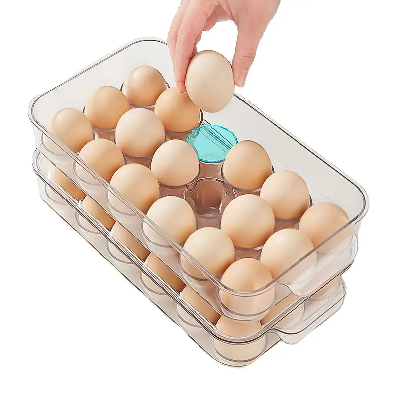 Juego de organización de nevera Lusy Susan para proteger el contenedor de almacenamiento de huevos para huevos 14 18 bandeja de almacenamiento de huevos