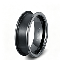 8mm DIY Hochzeits schmuck Herstellung Ring Core Abgeschrägte flache gehämmerte Kante Keramik Titan Wolfram karbid Blank Ring Inlay