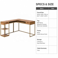 RongFeng Grote Ruimte Computerbureau L-vormige Hoektafel Robuust Metalen Frame Ladekasten Links Rechts Houten Oppervlak Computers