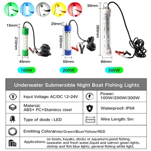 Lumière LED sous-marine étanche IP68 verte, bleue, blanche, jaune pour la pêche en extérieur, 100W, 500W - Product Image 2