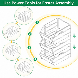 Ensemble de 3 étagères empilables en bois <span class=keywords><strong>pour</strong></span> pommes de terre, oignons, fruits, légumes, <span class=keywords><strong>pour</strong></span> la cuisine, <span class=keywords><strong>le</strong></span> garde-manger - Product Image 6