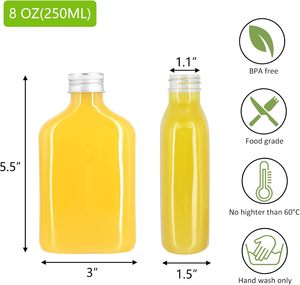 Wholesale Plastic Juice <strong>Bottles</strong> 2oz 4oz 8oz Sizes with Tamper Evident Cap Flat Water <strong>Bottle</strong> Design - Product Image 3