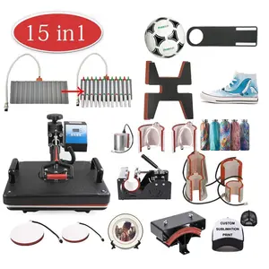 Tusasub 15 IN 1 Combo heat press mug plate shoes caps balls pens sublimation t shirt printing machine